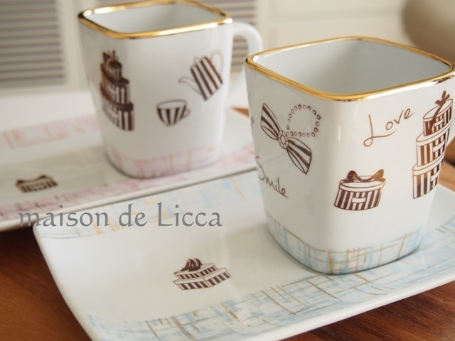 【ポーセリンアート作品紹介-maison de Licca様】レモン転写紙を使ったカップ&ソーサ